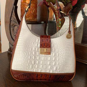 Brahmin two tone genuine leather bag Rare
